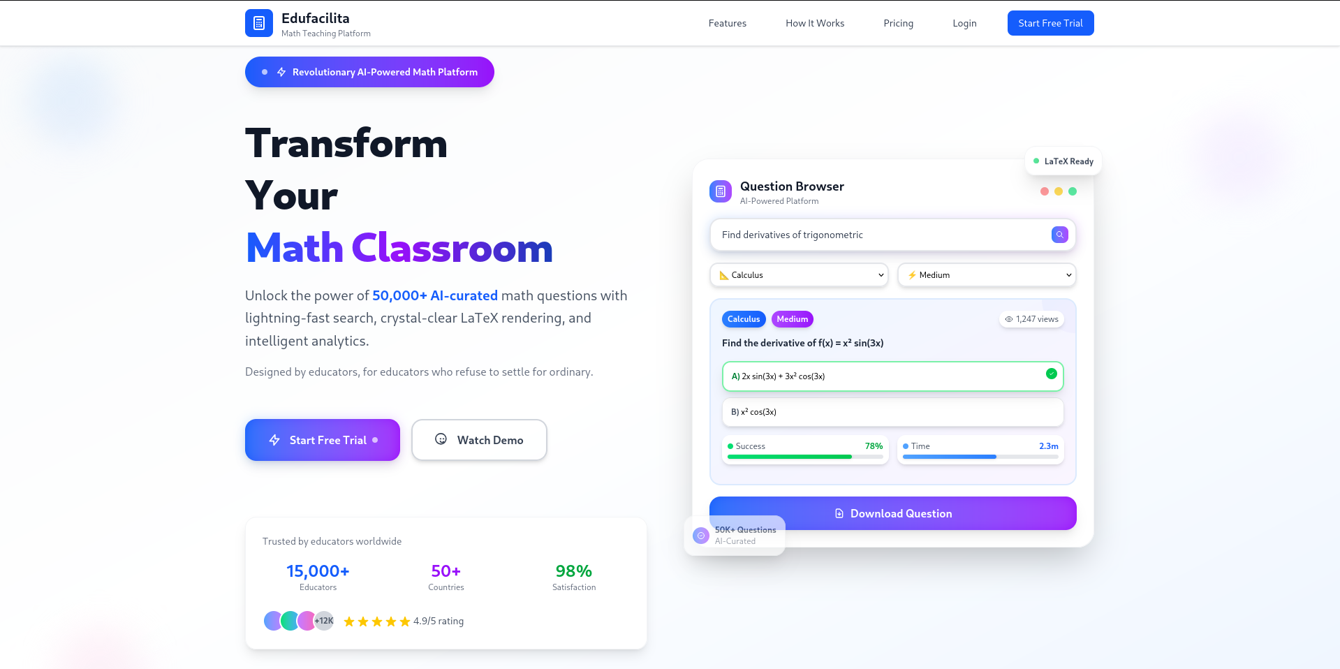 Edufacilita – AI-Powered Math Learning Platform